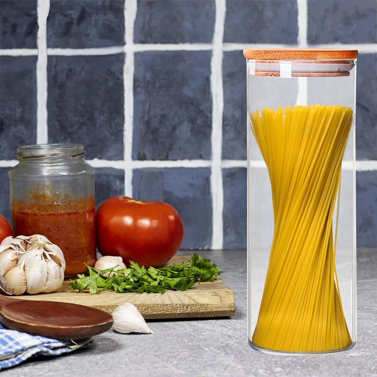 Set 2 Recipientes Vidrio Almacenamiento 71oz con Tapa
