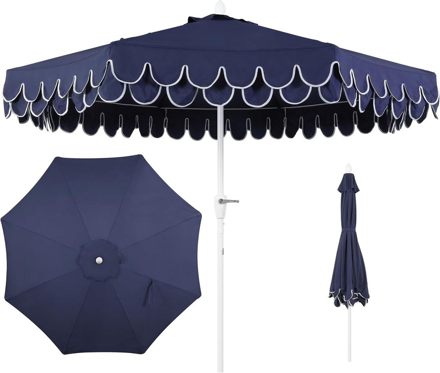 Sombrilla patio 2.75m azul con ventilación