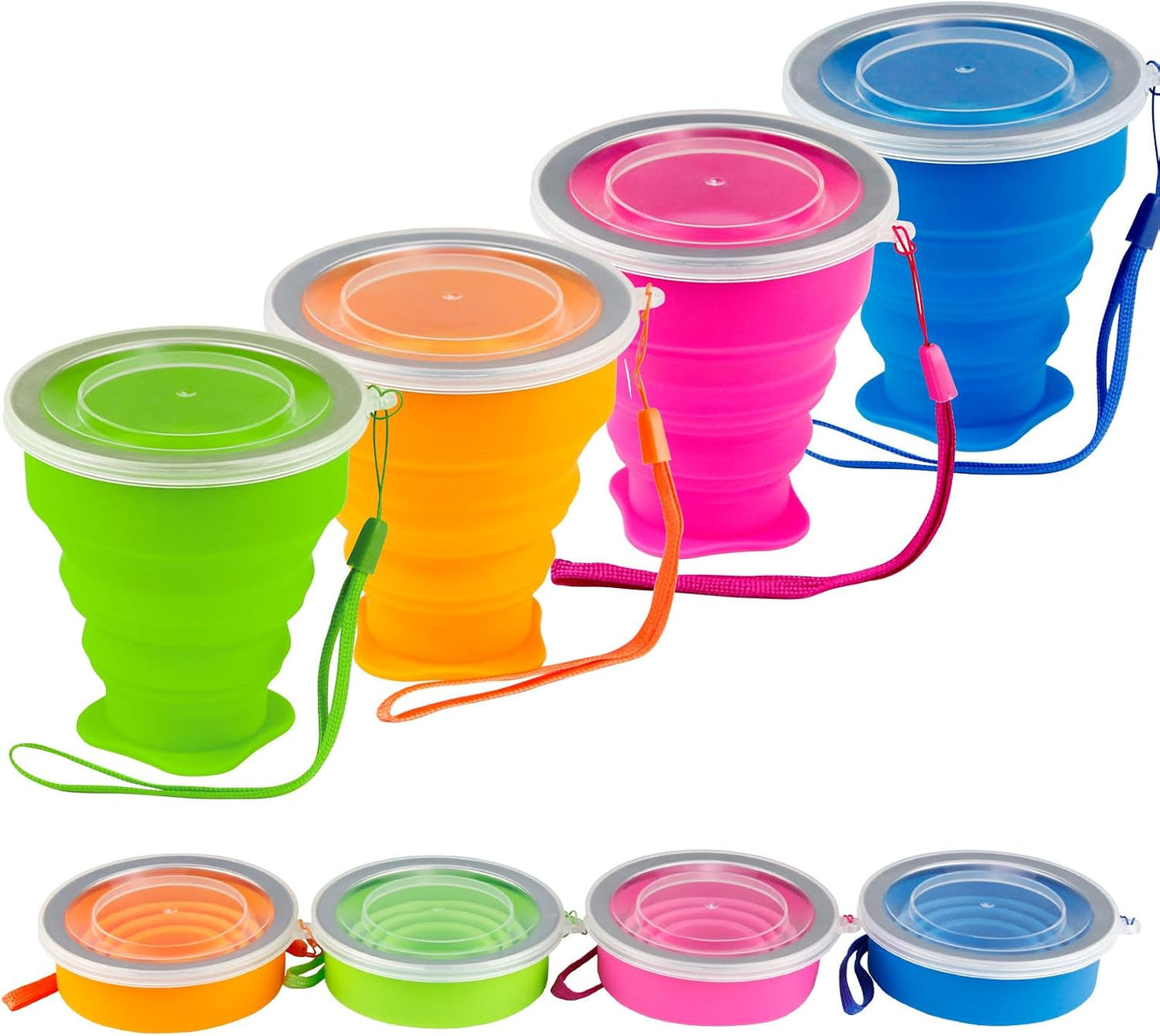 Vaso plegable silicona con tapa reutilizable camping