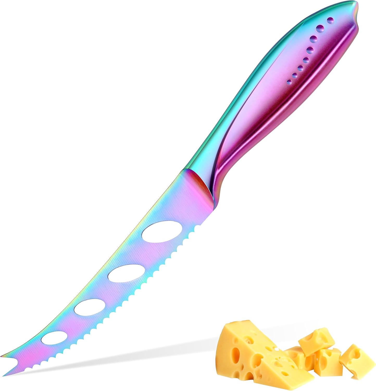 Cuchillo queso tomate dentado acero inox 5pulg arcoíris