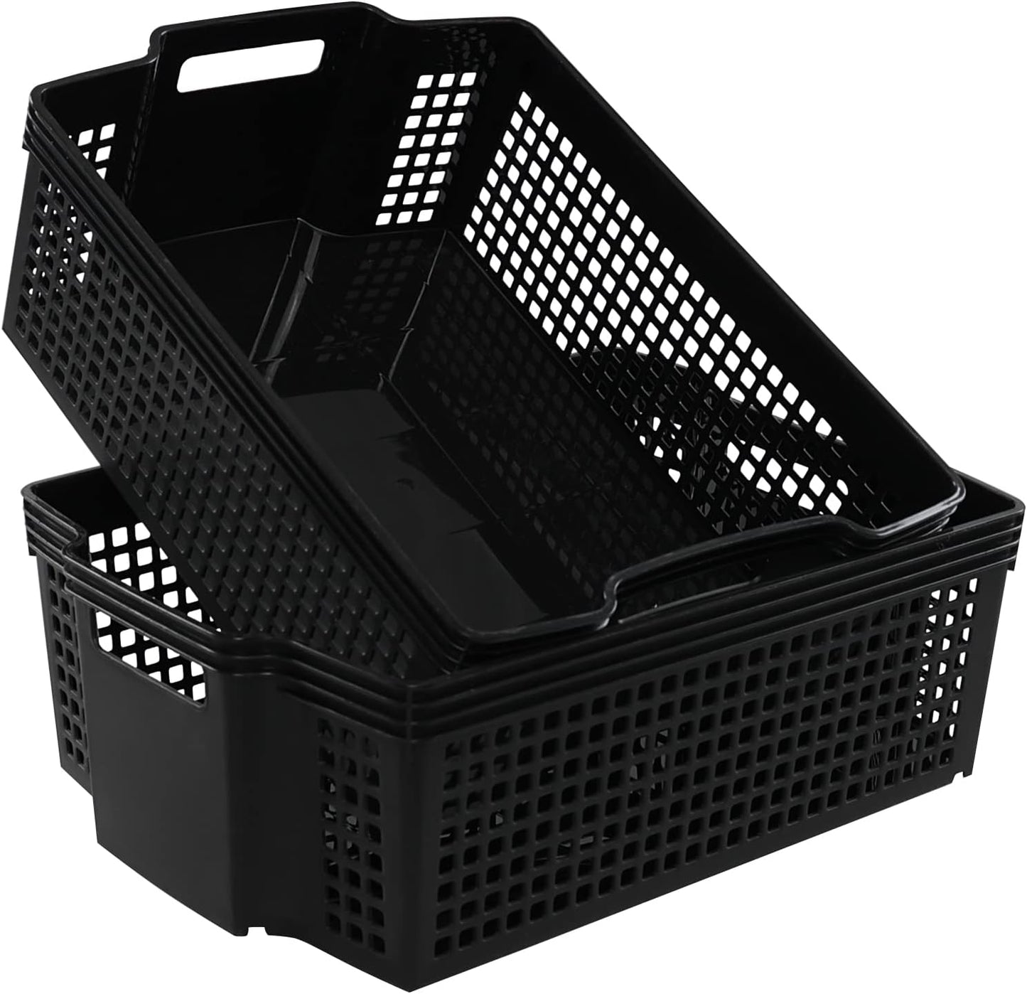Cesta almacenamiento grande apilable negro set 2