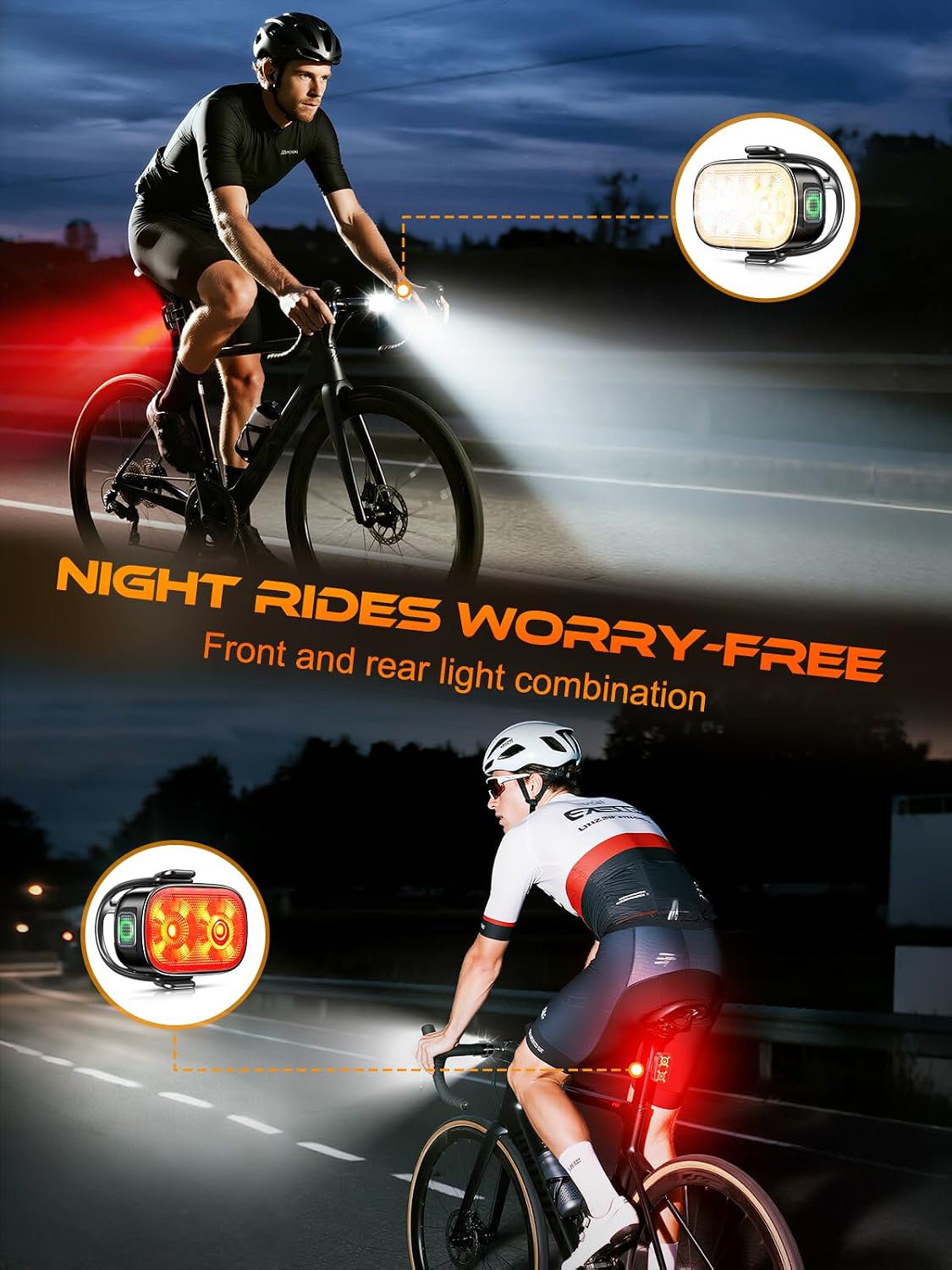 Luz bicicleta USB-C recargable 56 modos IP65 ruta montaña