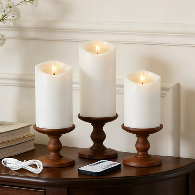 Velas LED recargables sin llama 3 pzas 3x4-6" USB tipo C