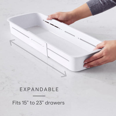 Cajonera deslizante organizador cocina expandible blanco moteado