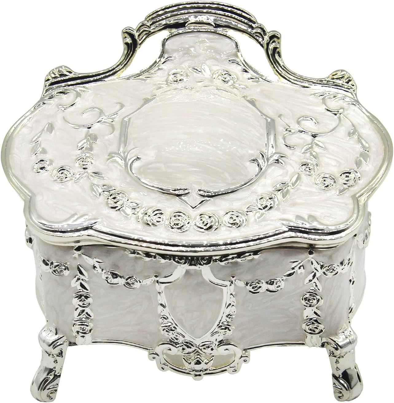 Caja joyería metal vintage para anillo y baratija grande