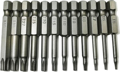 Juego 12 Pzas Puntas Torx T5-T40 2pulg Vástago Hex S2