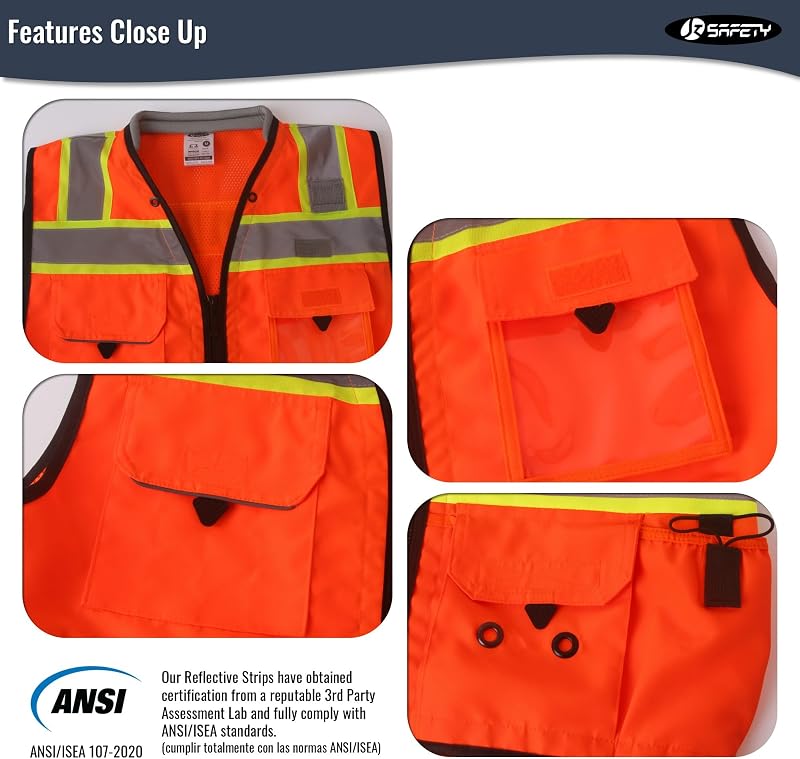 Chaleco seguridad unisex alta visibilidad con bolsillos
