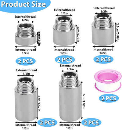 10 Accesorios Tubo Acero Inox Brazo Extensión Ducha