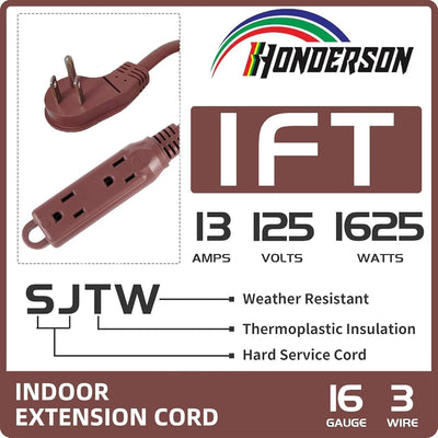 Extensor enchufe plano 3 salidas UL 16/3 SJTW 13A marrón