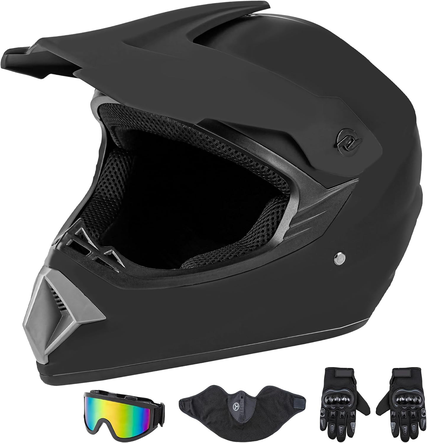 Casco motocicleta cara completa adulto negro mate DOT