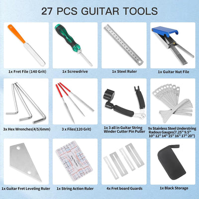 Kit 27 Pzas Herramientas Guitarra Ajuste Entonación Reparación
