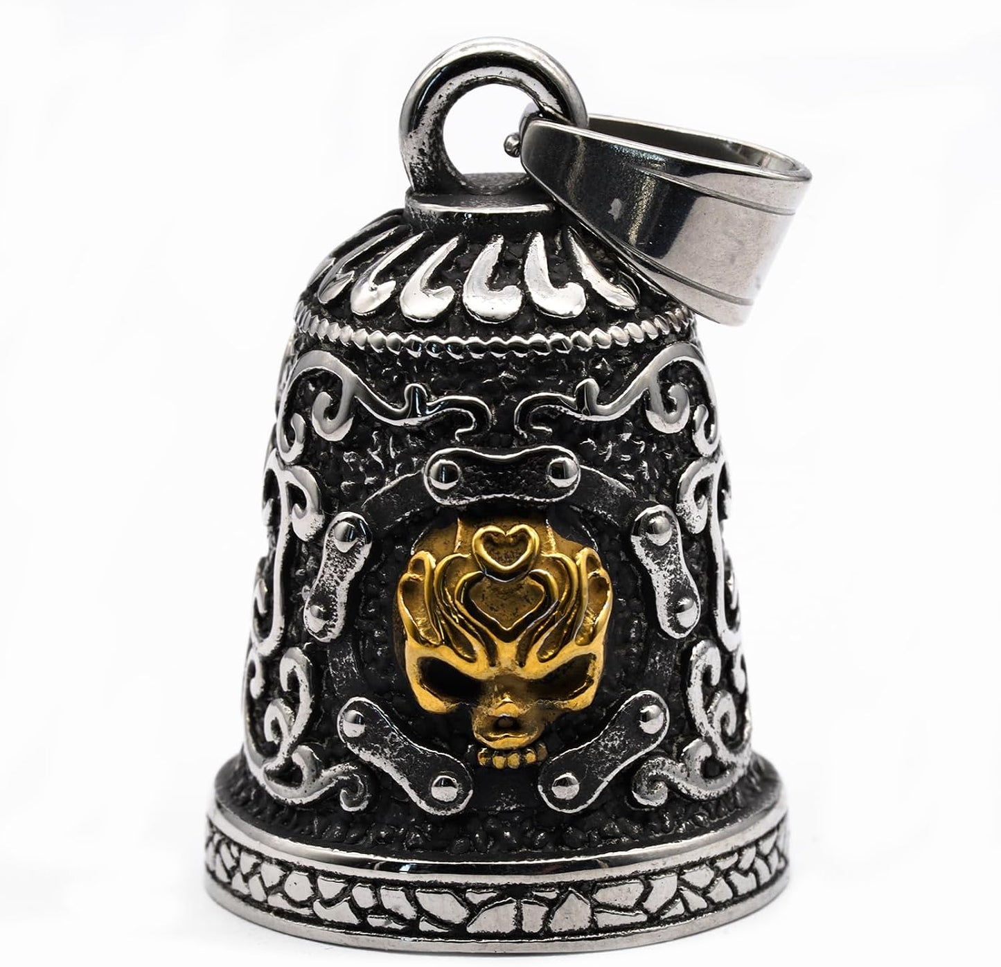 Campana calavera vikingo para motocicleta o llavero