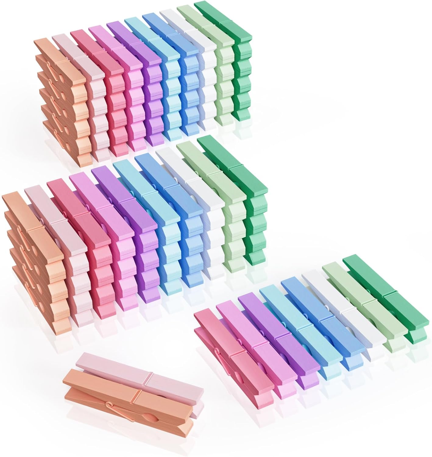 100 Pinzas Madera Colores Pastel para Ropa y Fotos