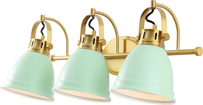 Lámpara LED tocador 25.5" color verde menta latón dorado