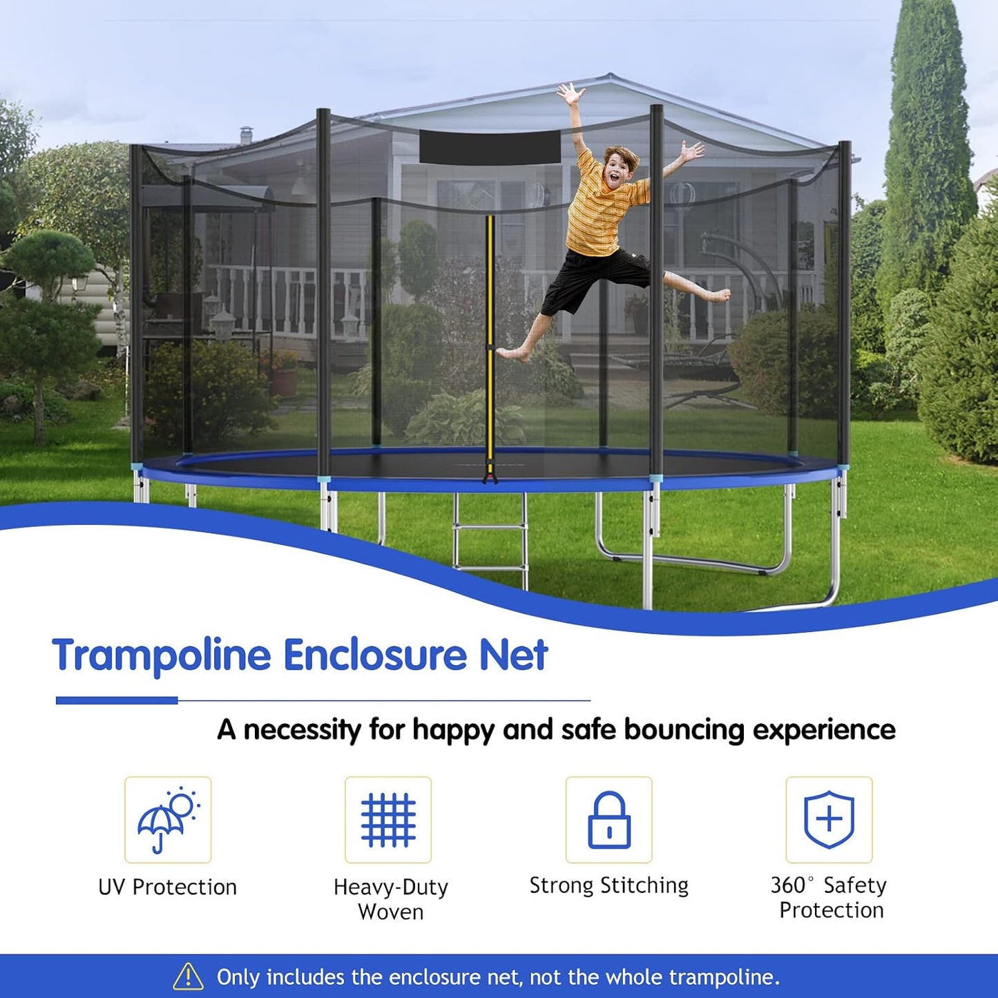 Red trampolín redondo 8-16ft con cremalleras y hebillas