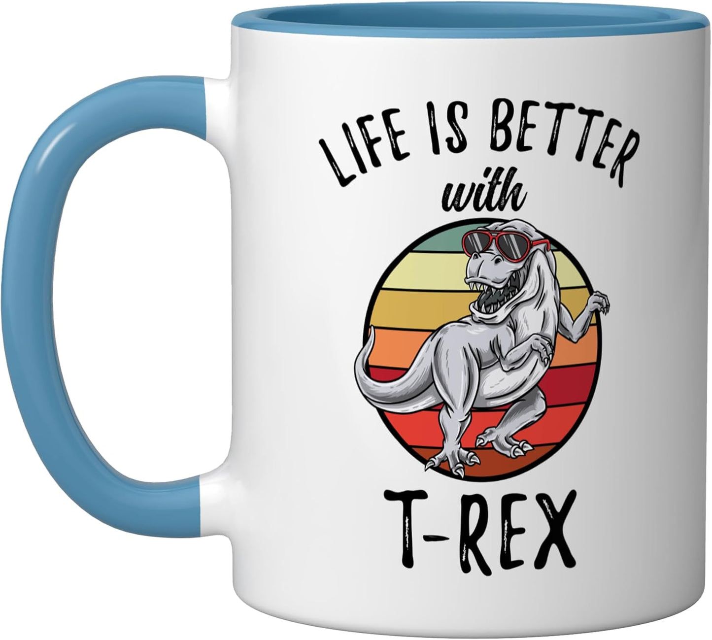 Taza Cerámica T-Rex Azul/Blanco