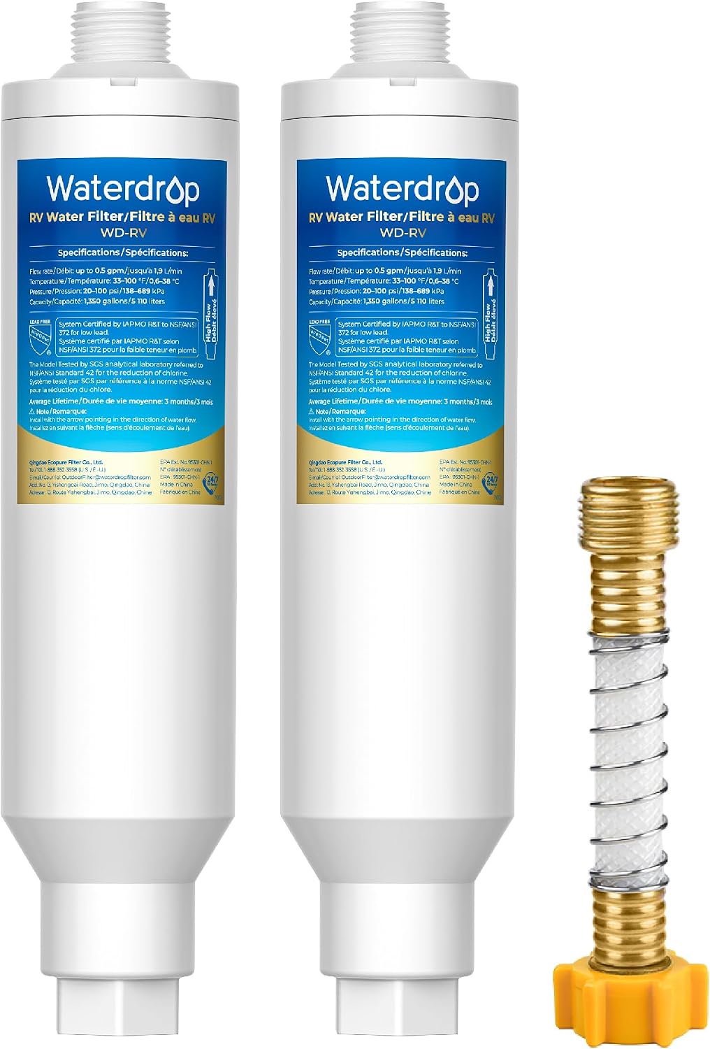 Filtro agua RV/Marine con manguera flexible NSF