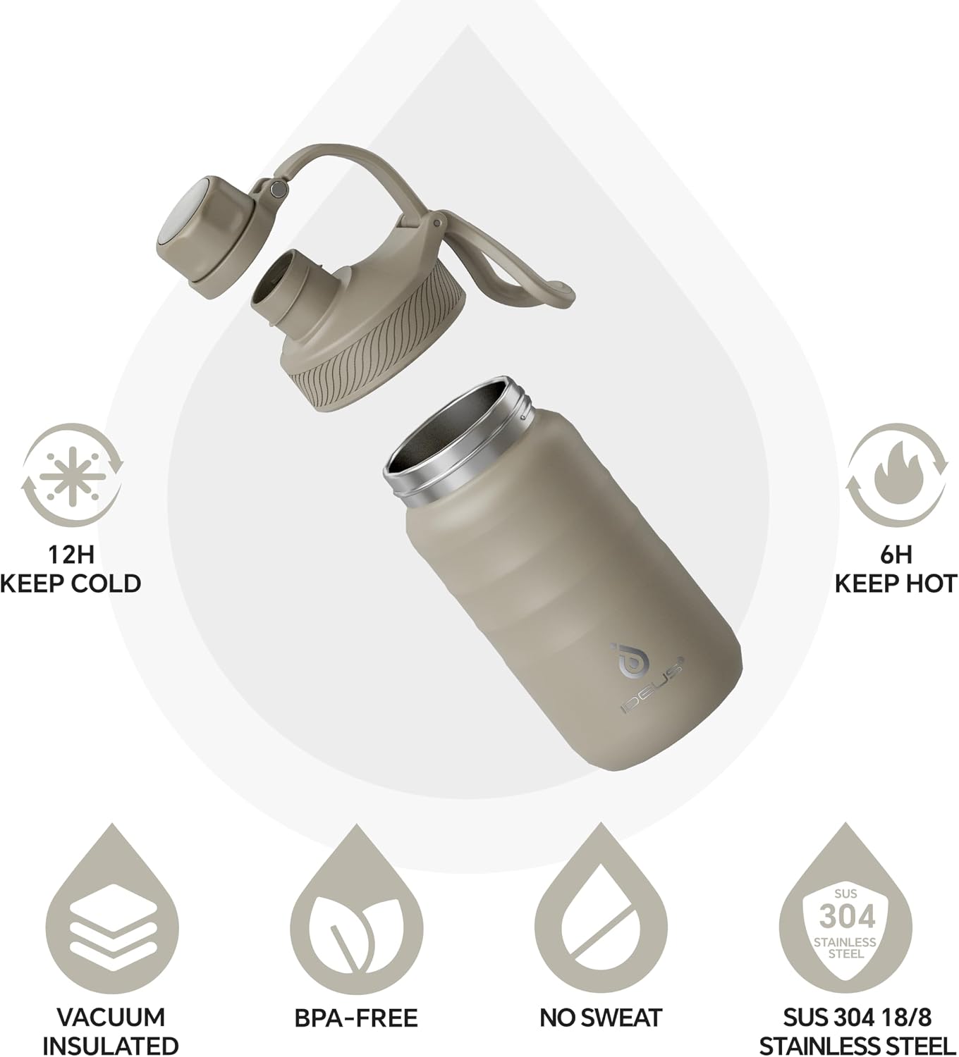 Botella agua acero inox 12oz con pajita escuela