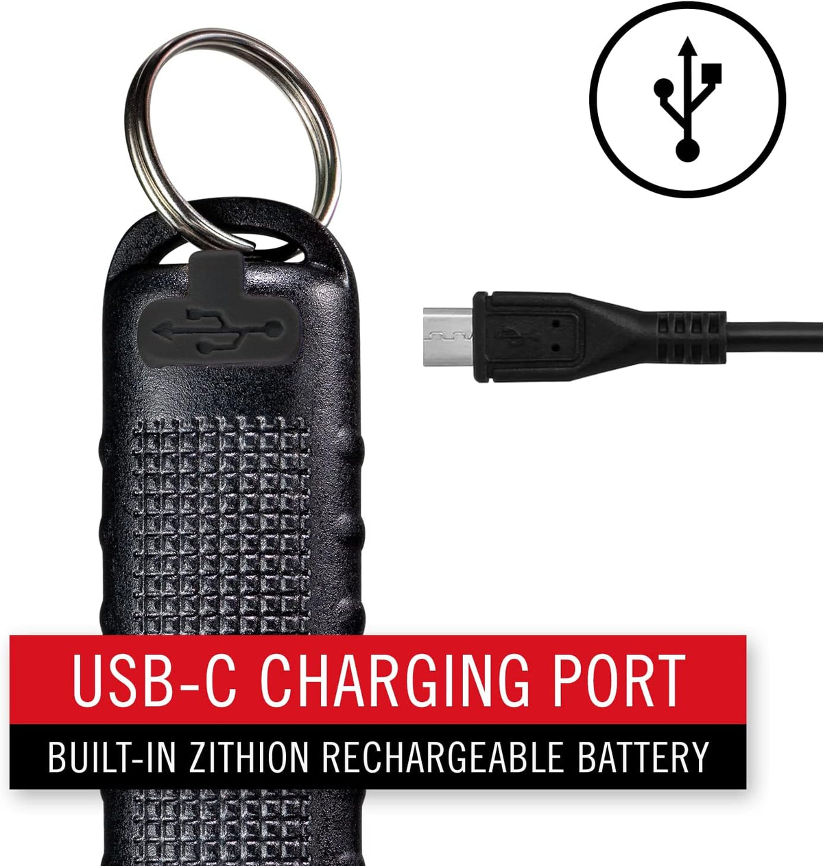 Linterna LED recargable EDC ligera llavero negro