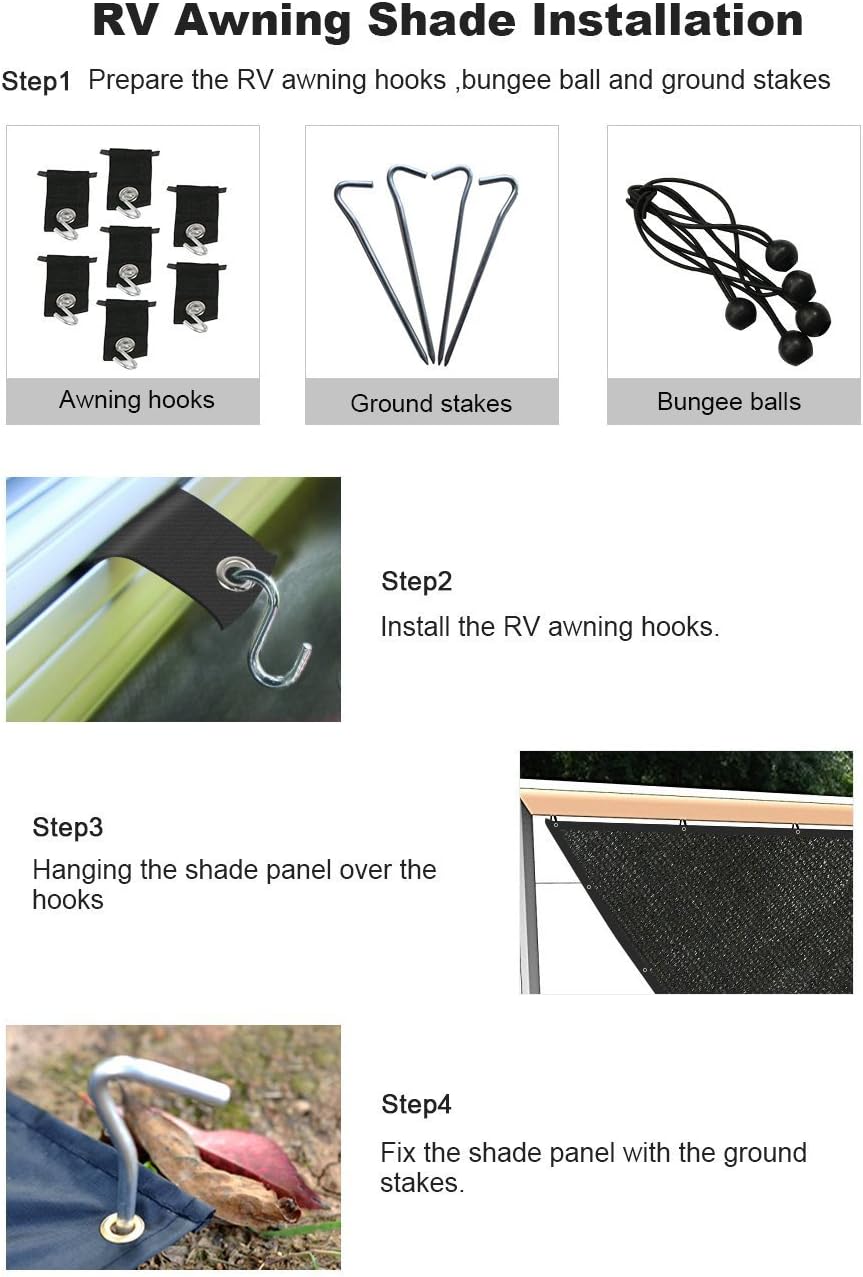 Toldo autocaravana 8x10ft kit 90% privacidad negro