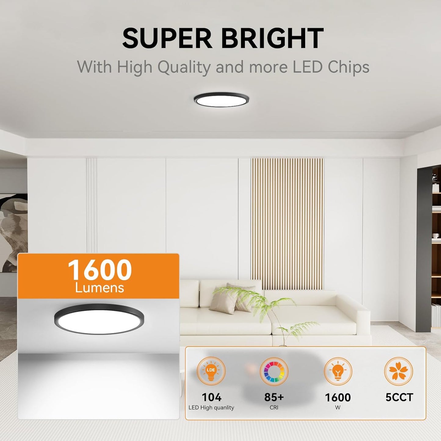 Luces techo LED 7.5pulg 5 colores 3000-6000K ultrafinas