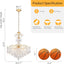 Candelabro colgante cristal 6 luces E12 dorado 25.6pulg