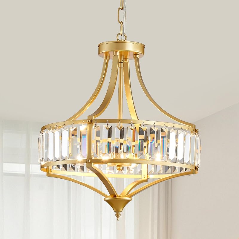 Candelabro de Oro Redondo con 4 Luces Cristal para Sala