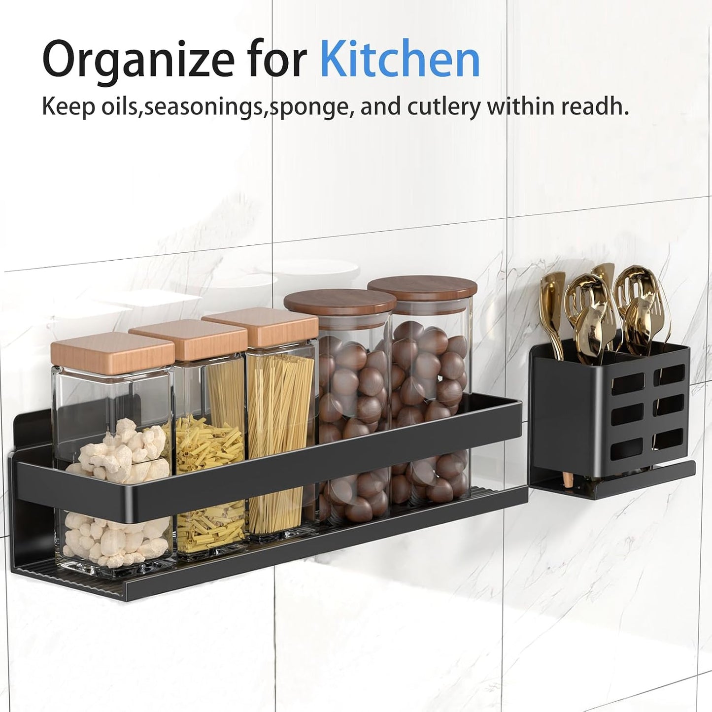 Organiz. ducha aluminio adhesivo sin perforar 2 pzas