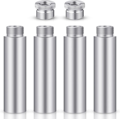 4 Pzas Tubo Extensión Micrófono Aluminio 5/8pulg Plata