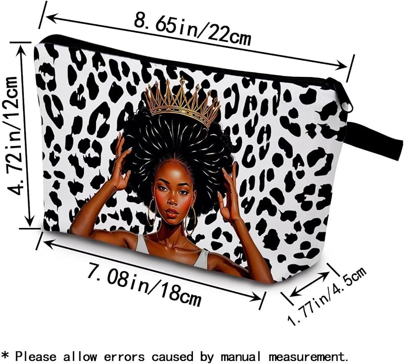 Bolsa cosméticos leopardo negro con cremallera regalo mujer