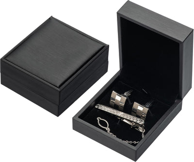 Gemelos cuero PU caja regalo almacenamiento joyas