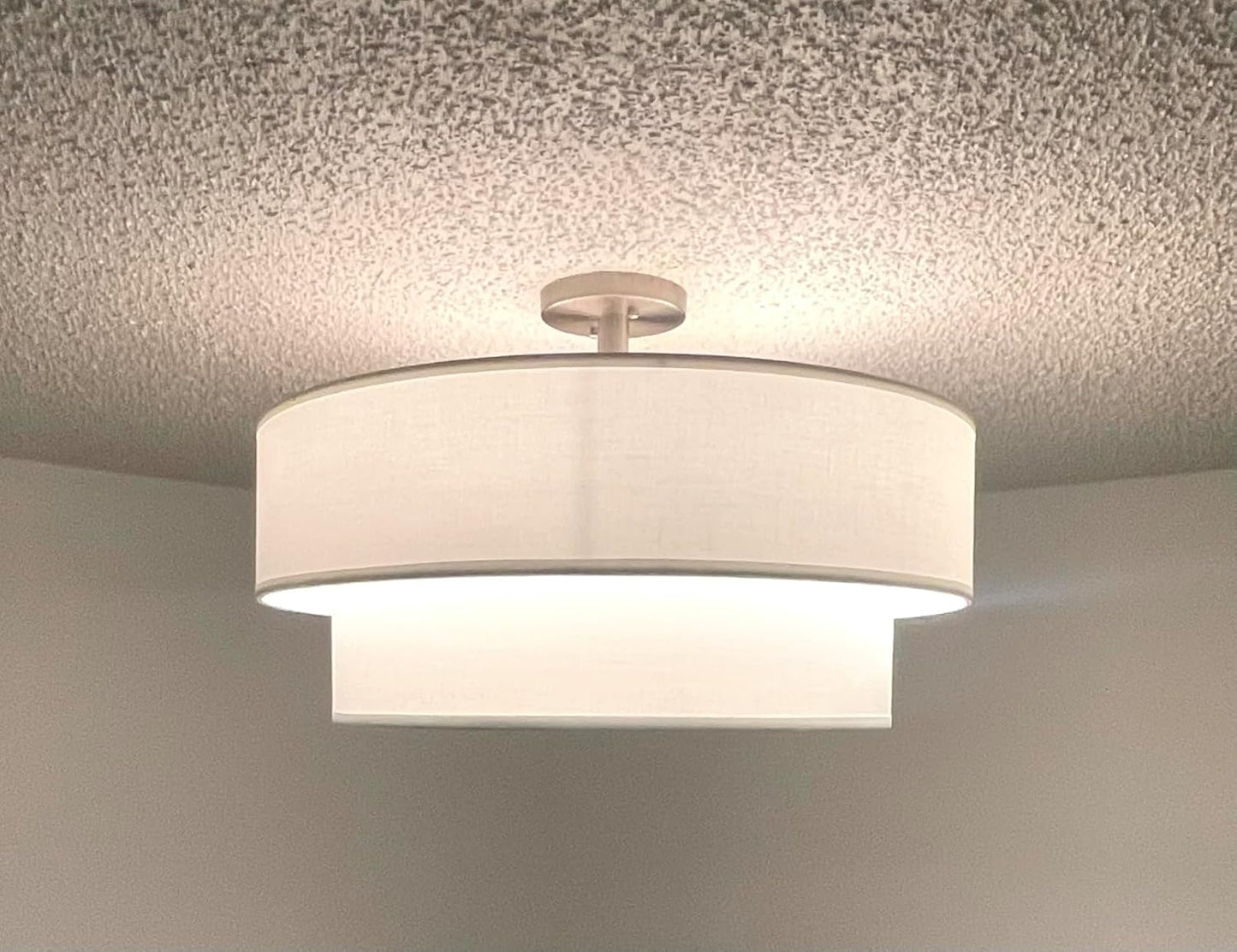 Lámpara techo doble tambor 4 luces níquel 18pulg