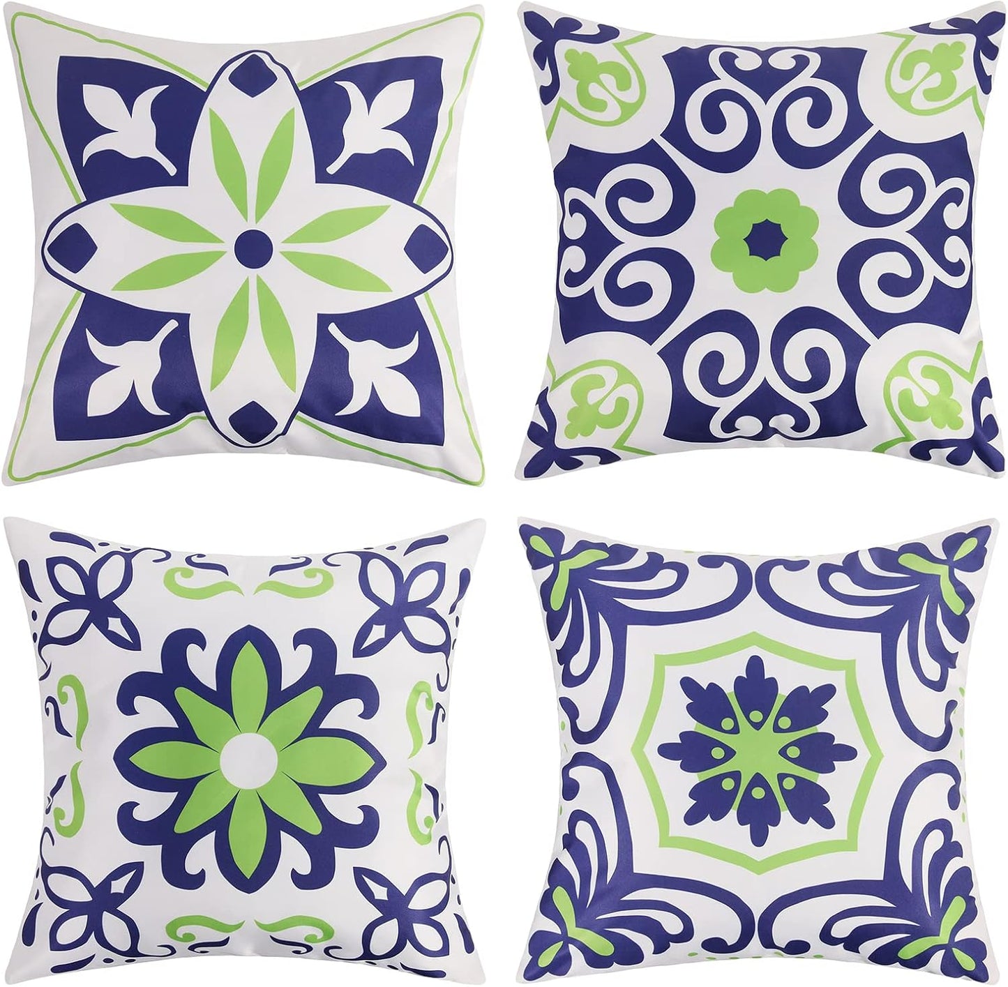 4 Pzas Fundas Almohada 18x18" Estampado Azul