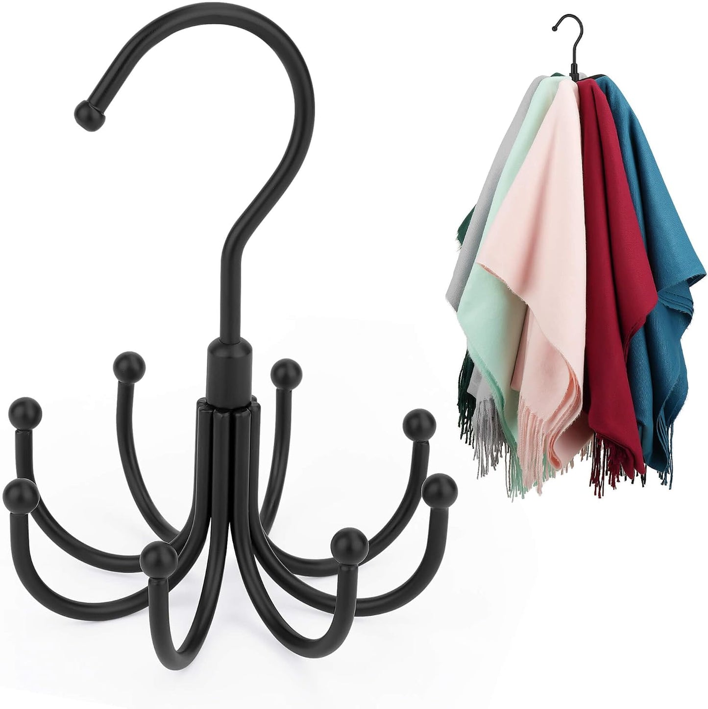 Organiz. bufandas giratorio metal 8 pzas color negro