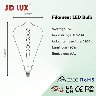 Bombilla LED Edison vintage regulable 8W 2200K base E26