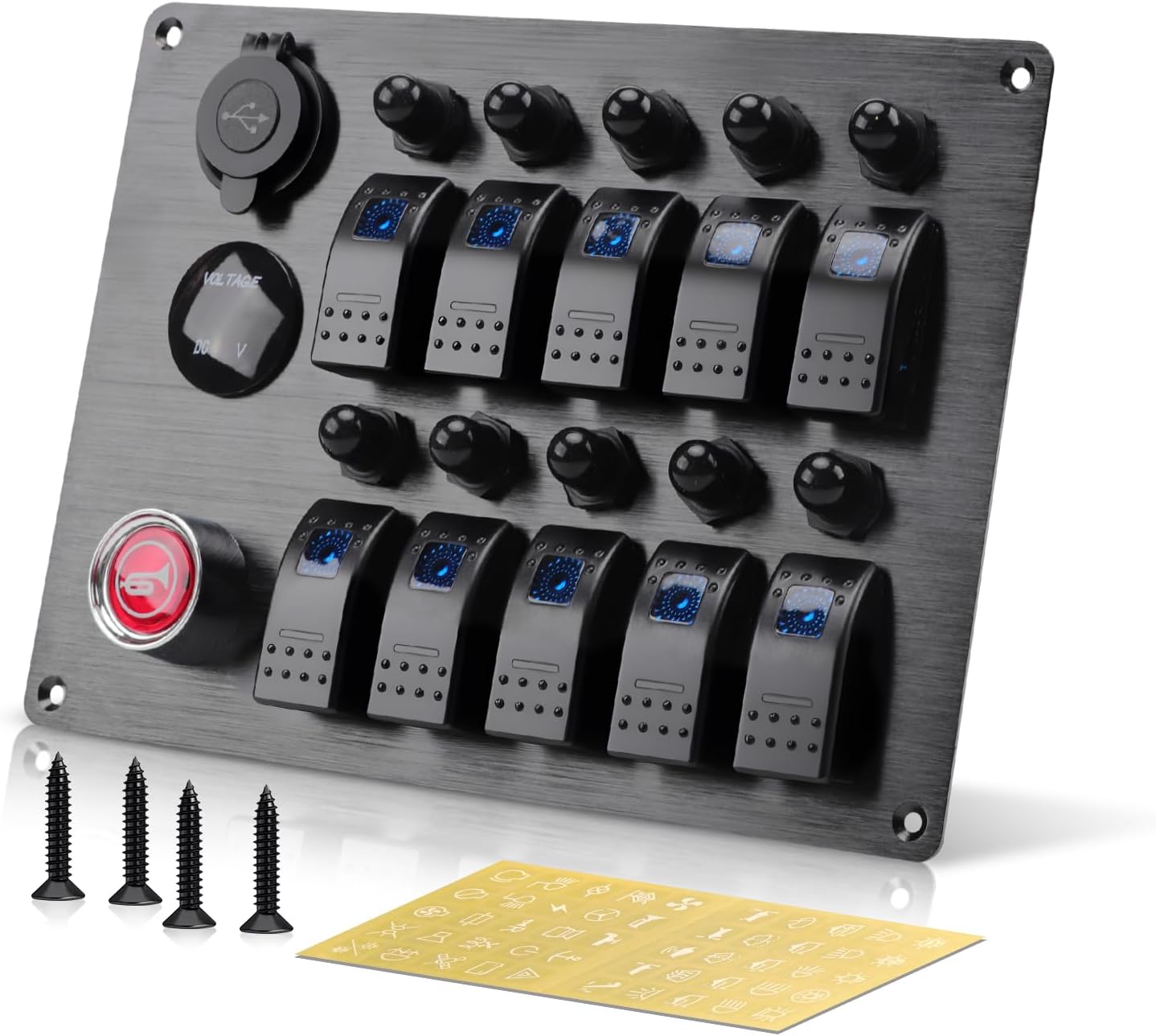 Panel interruptor basculante 12v/24v cc con disyuntor led