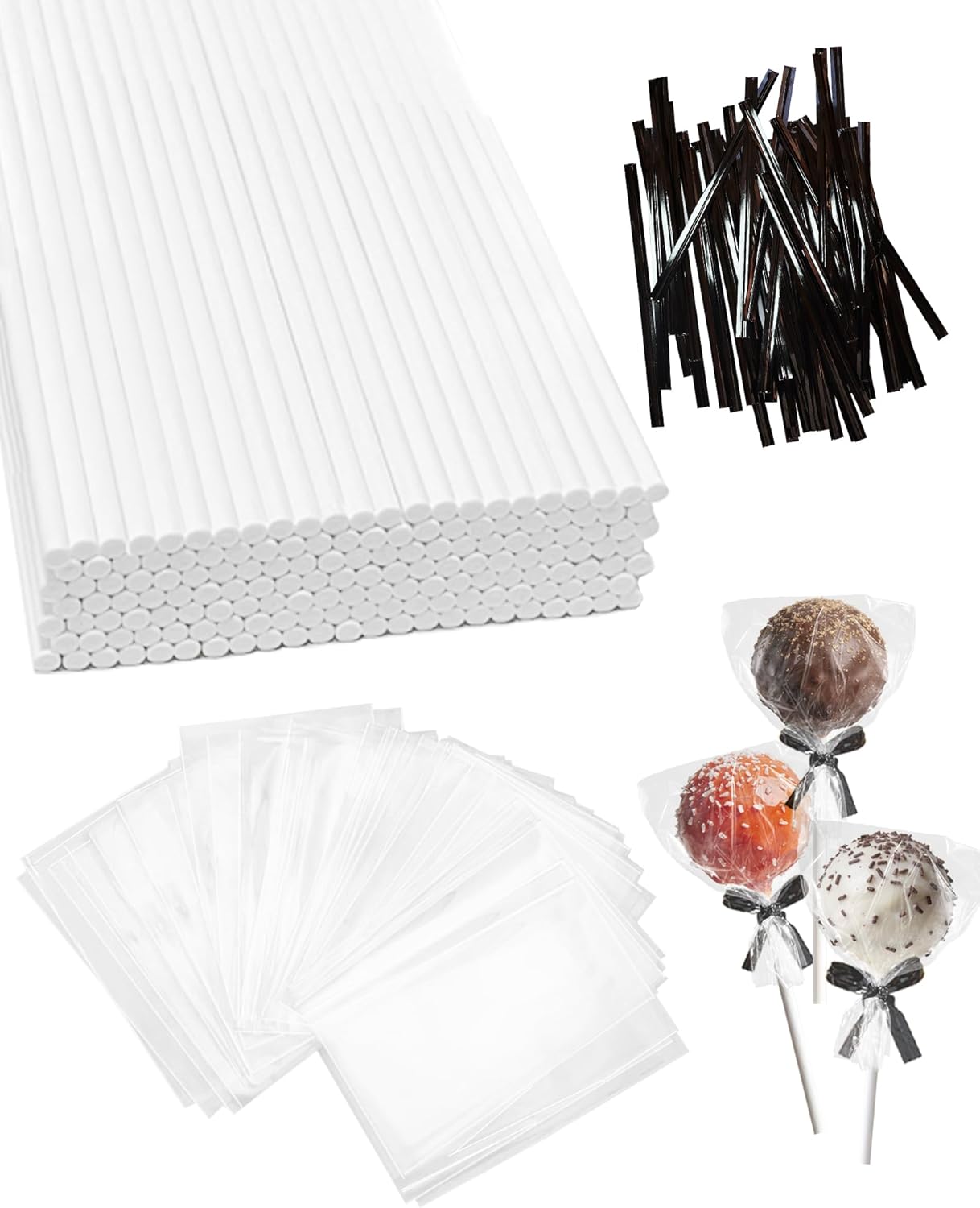 Kit 300 palitos y envoltorios tartas CHELIZIYA para piruletas 6pulg