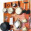 Organiz. tablero clavijas cocina ollas sartenes naranja