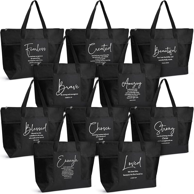 10 Bolsas Mano Religiosas con Cremallera para Mujer Negro
