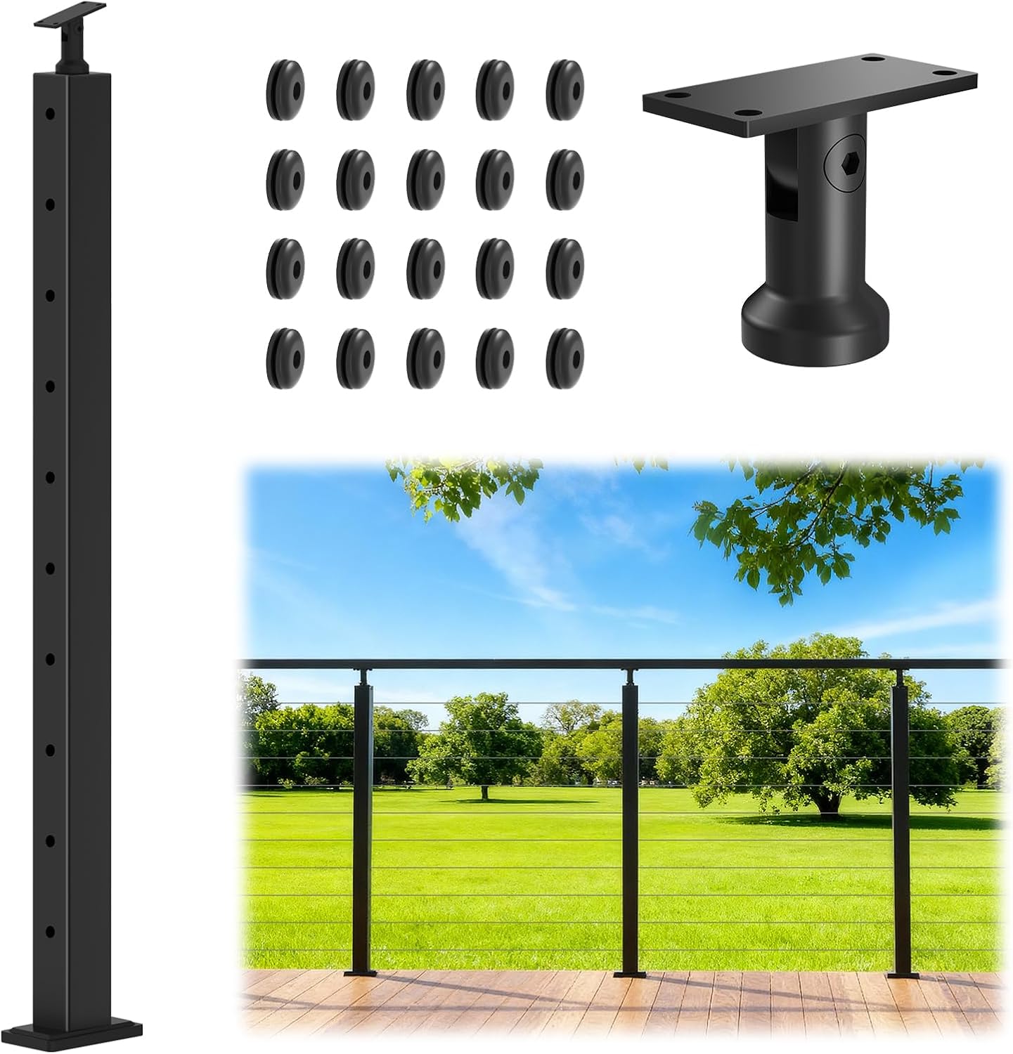 Poste barandilla acero inox t304 negro mate