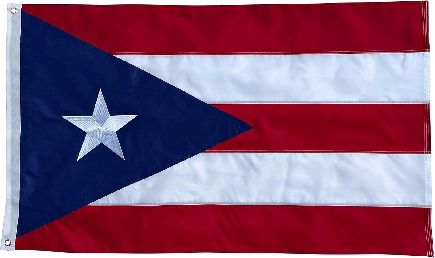 Bandera Puerto Rico nailon 3x5ft estrella bordada