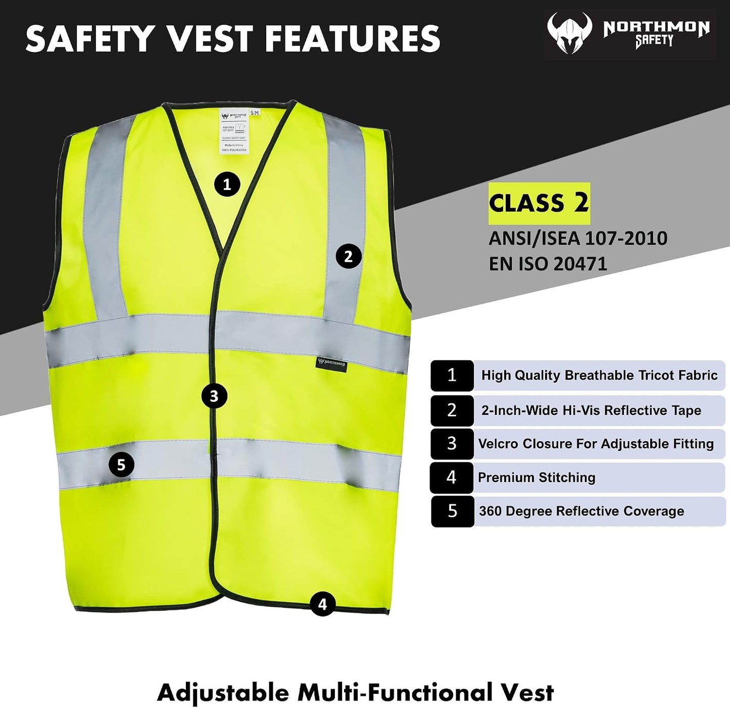 Chaleco ajustable alta visibilidad Hi Vis-Amarillo