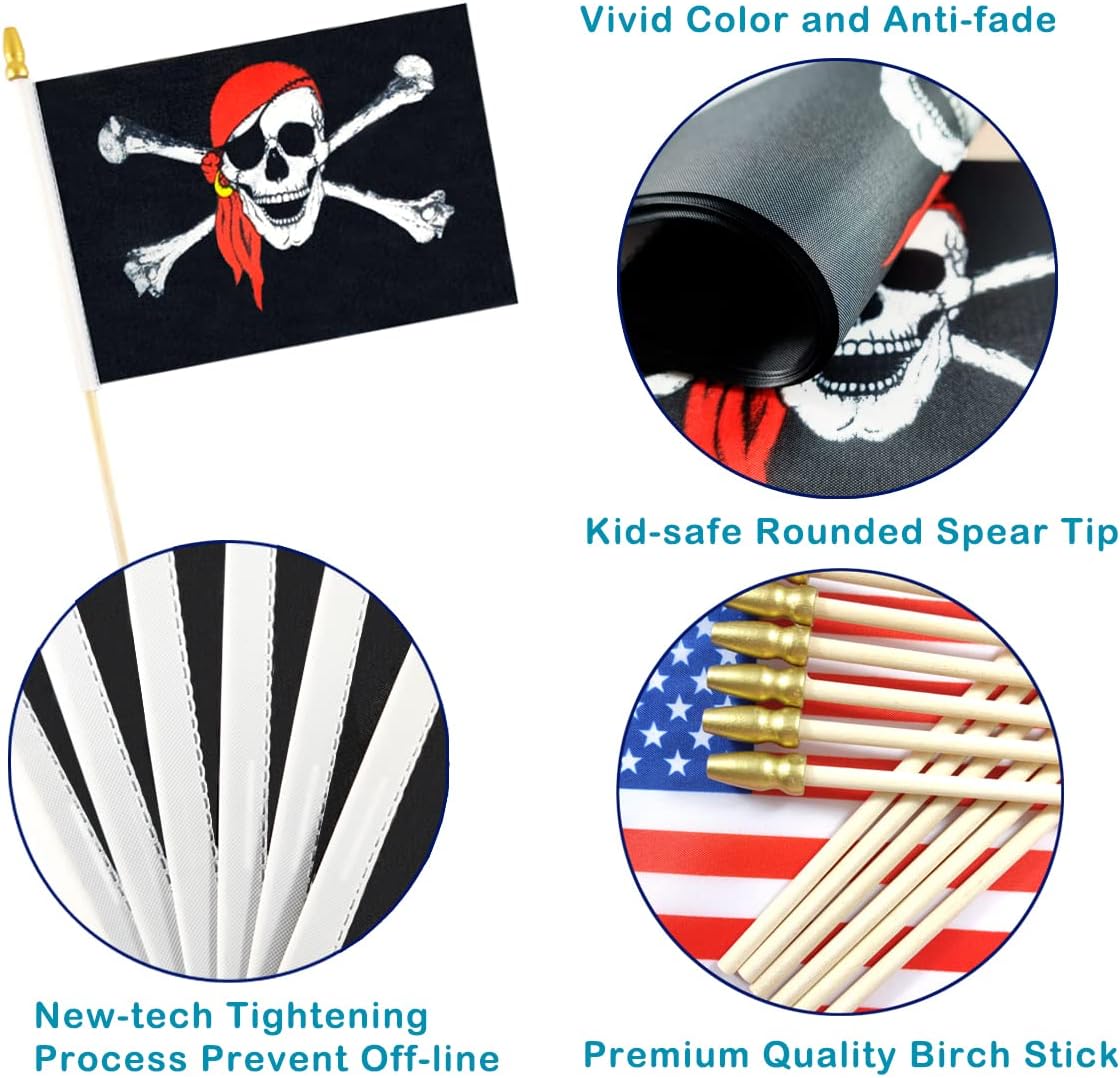 Bandera Jolly Roger con poste madera 12 pzas