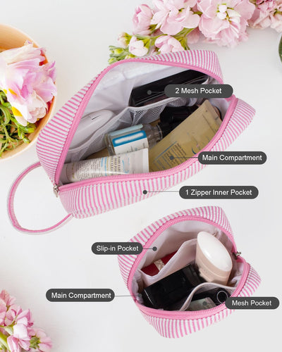 2 Pzas Bolsa Maquillaje Mini con Bolsillos Deslizantes