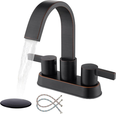 Grifo baño bronce frotado 3 orificios 4pulg desagüe