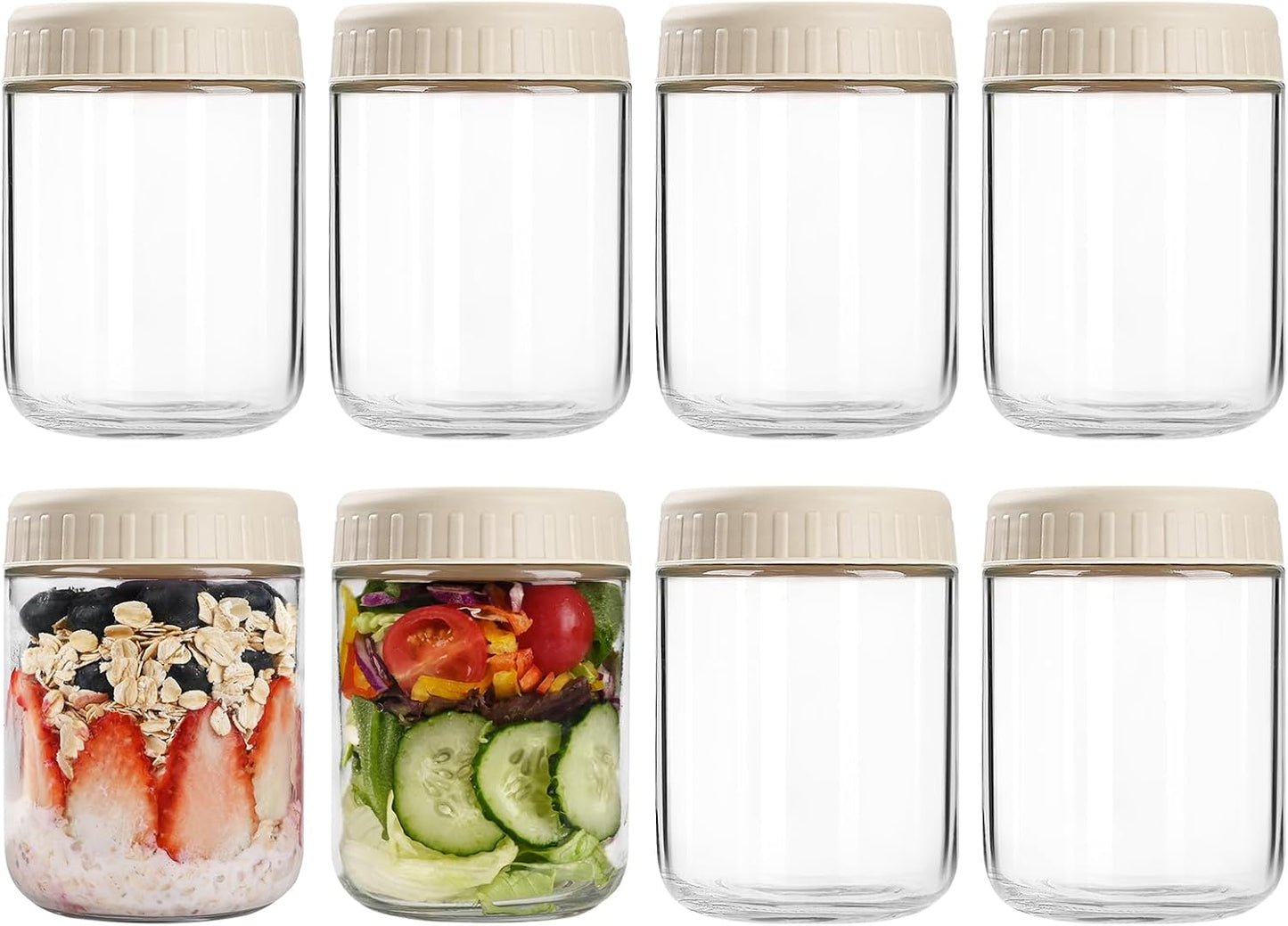 Frascos vidrio 16oz 8 Pzas con tapas albaricoque