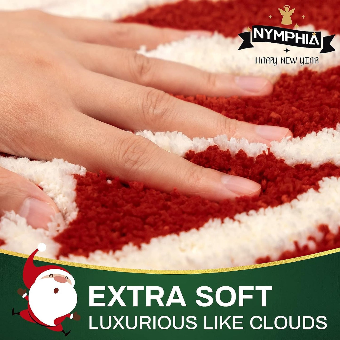 Tapete baño Navidad rojo extra suave antiderrap 20x32