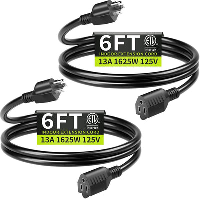 Cable extensión negro 16/3 6ft pack 2 para laptops