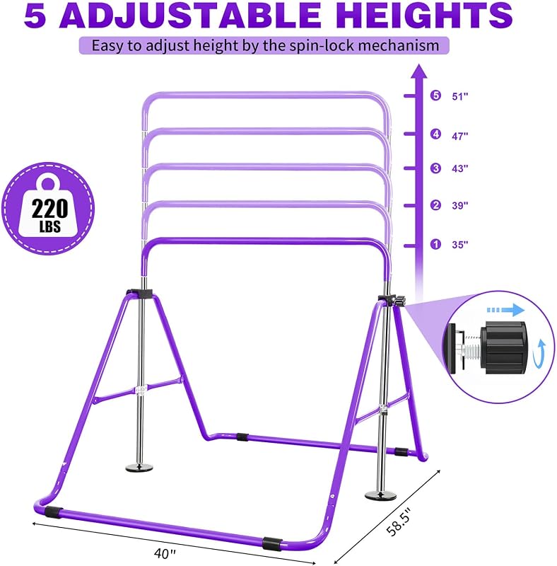 Barra gimnasia plegable para niños ajustable expandible
