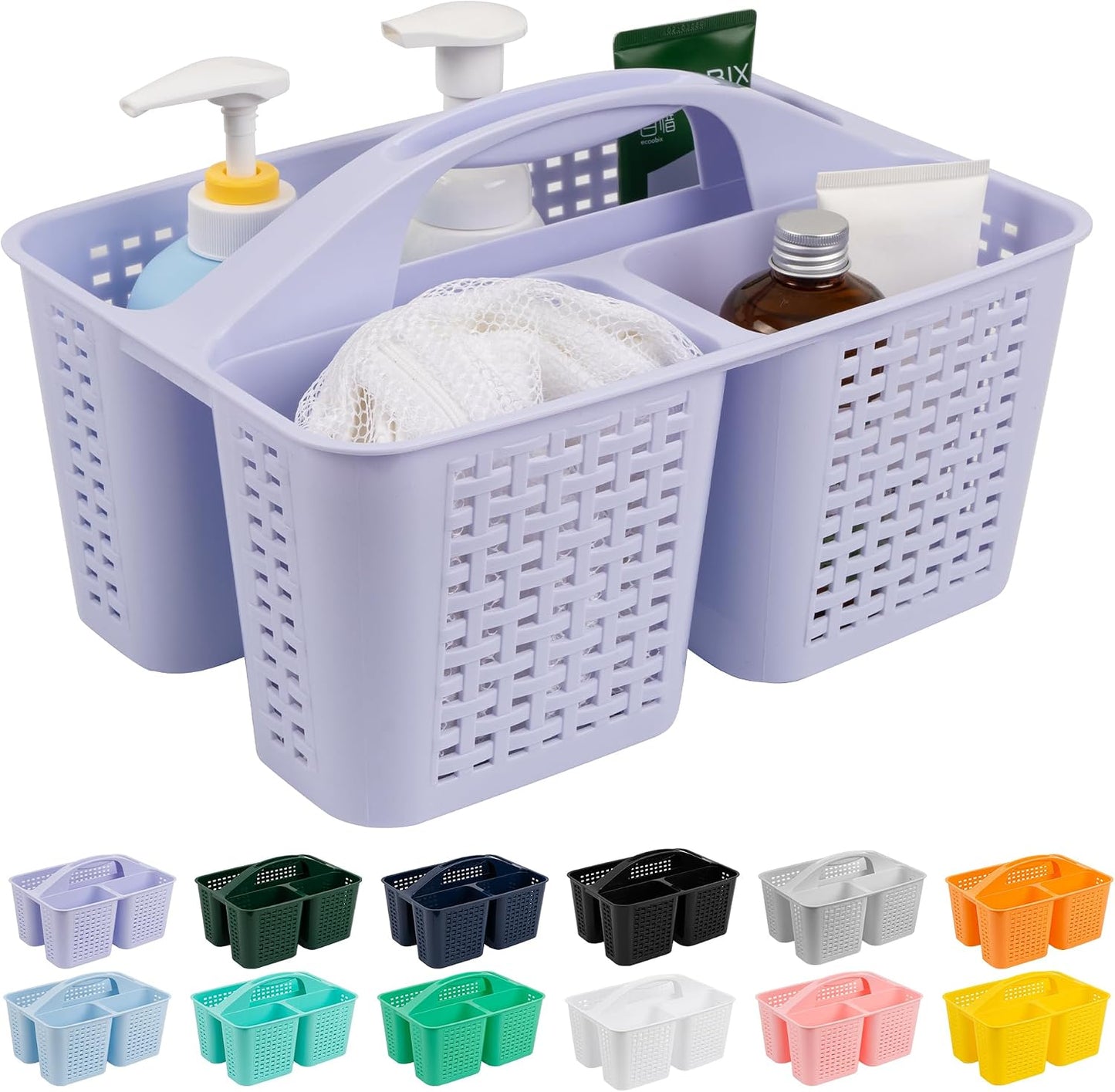 Organiz. ducha portátil con asa cesta plástico jabón champú